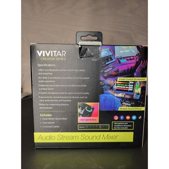 Vivitar Creator Series Audio Stream Sound Mixer USB-C Bluetooth Voice Effects - Picture 4 of 6